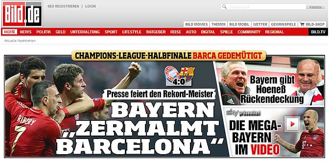 Portada de &#039;Bild.de&#039; de este miércoles