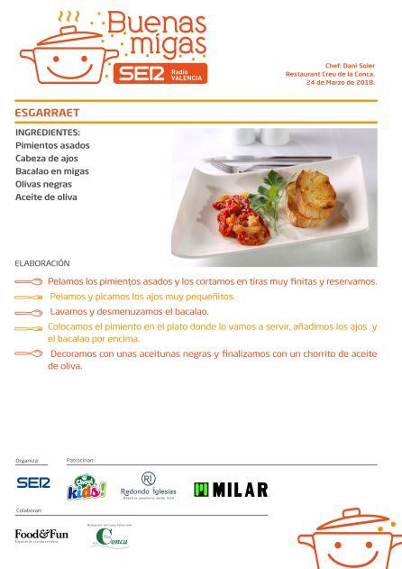 Receta del &quot;egarraet&quot;, propuesta del Restaurante Creu de la Conca