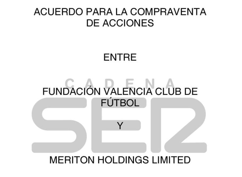 Radio Valencia desvela en exclusiva el documento la venta del Valencia CF y la compra del Club por parte de Peter Lim