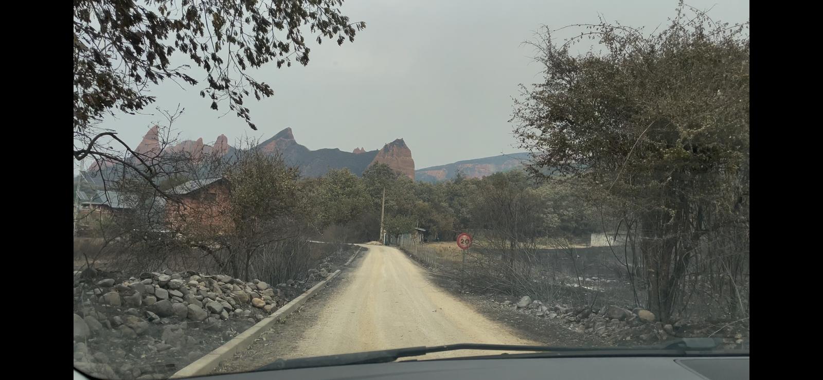 Efectos de la devastación del fuego en La Médulas (León).