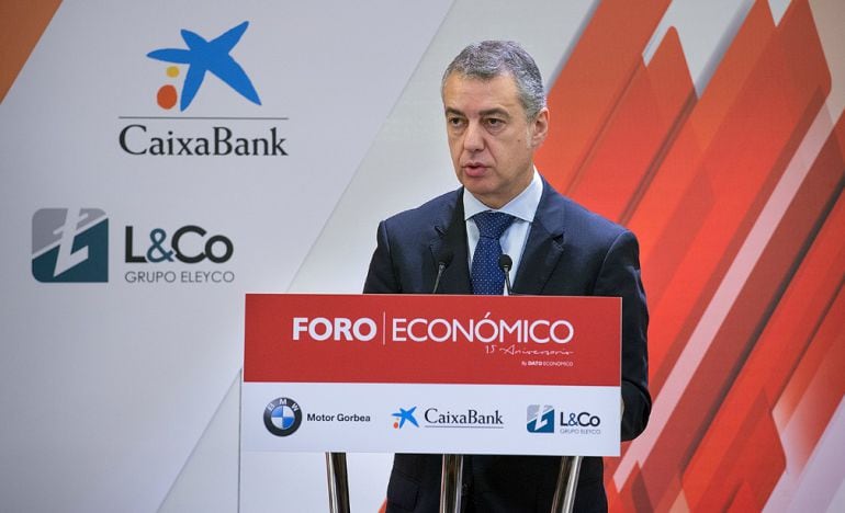 El lehendakari, durante su intervención en el foro de Dato Económico