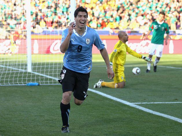 Celebración de Luis Suárez con la Selección Uruguaya