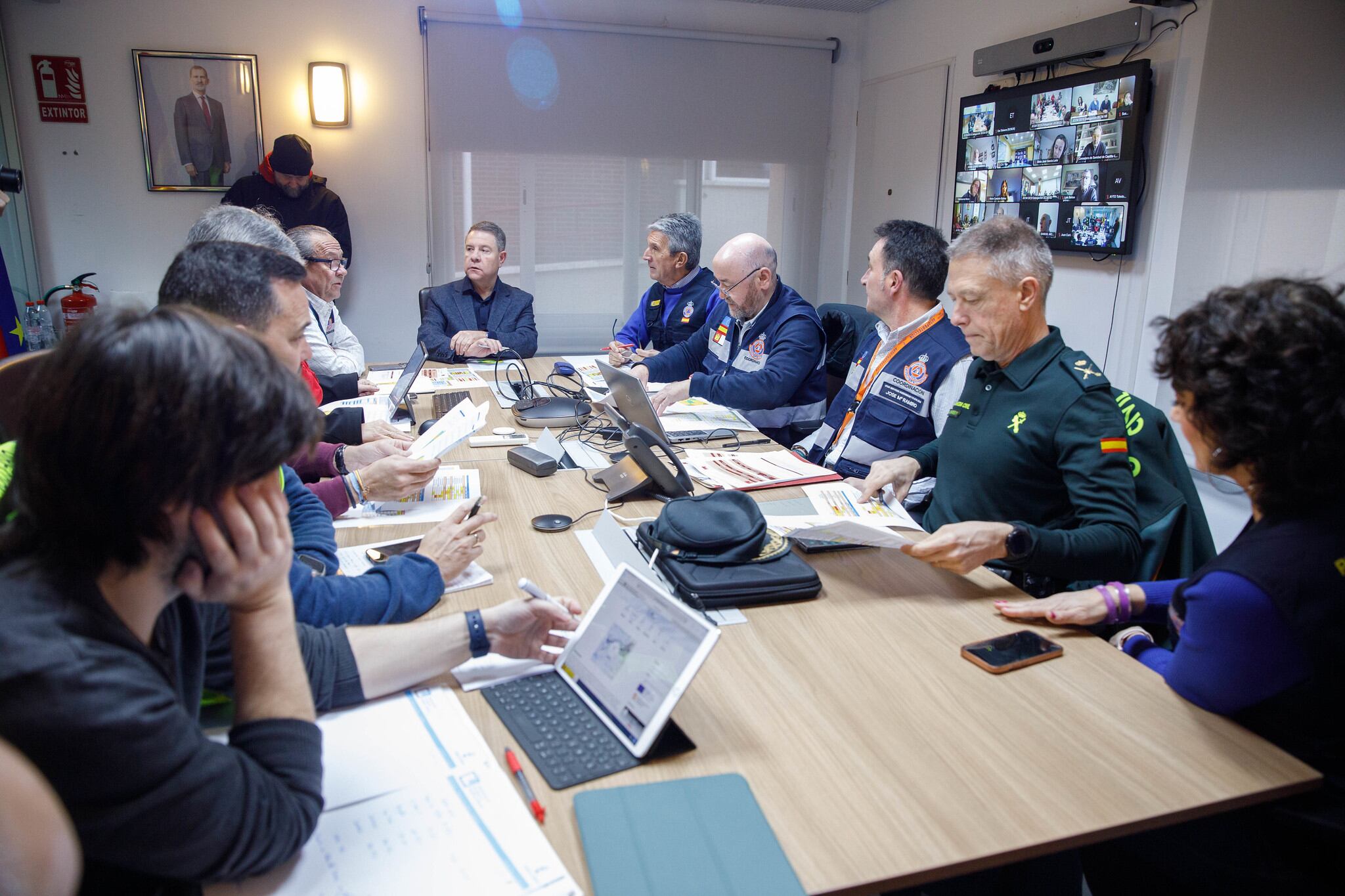 Reunión del CECOP ayer sábado con el presidente de Castilla-La Mancha, Emiliano García-Page