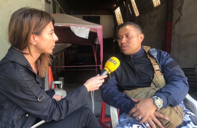 Un momento de la entrevista al líder del colectivo afín a Maduro.