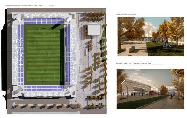 Infografías del estadio Nuevo Linares.