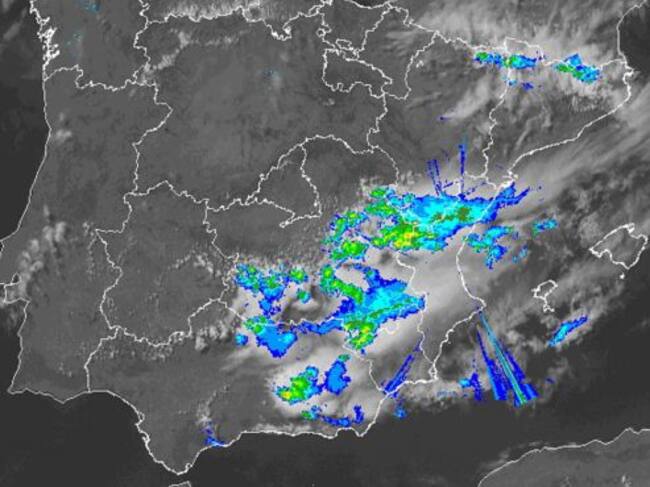 Mapa del radar de la tarde del martes 14 de julio que refleja la incidencia de las tormentas y precipitaciones.