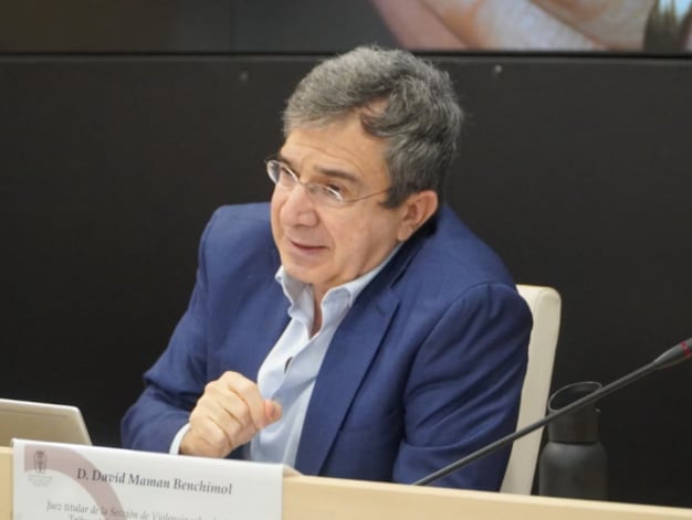 El juez David Maman Benchimol, en la jornada formativa en el Colegio de Abogados de Madrid, el 18 de febrero. Foto: Ilustre Colegio de Abogacía de Madrid