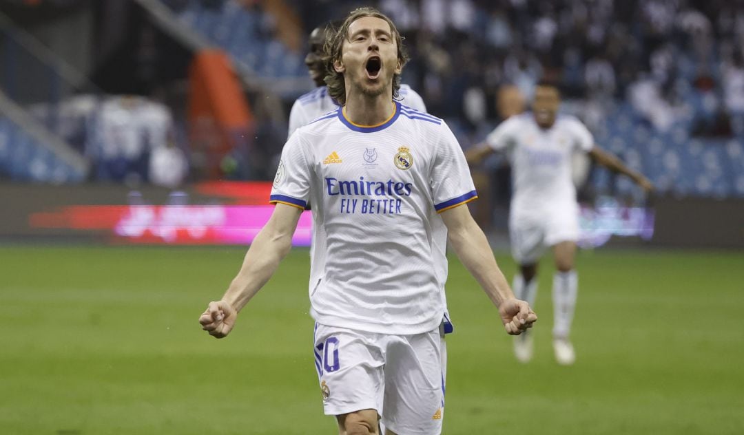 Luka Modric celebra su gol frente al Athletic Club de Bilbao