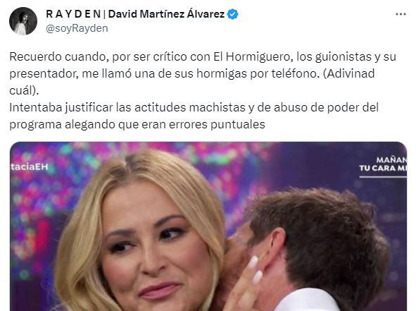 Hilo de Twitter de Rayden en el que reflexiona sobre lo ocurrido con Rubiales.