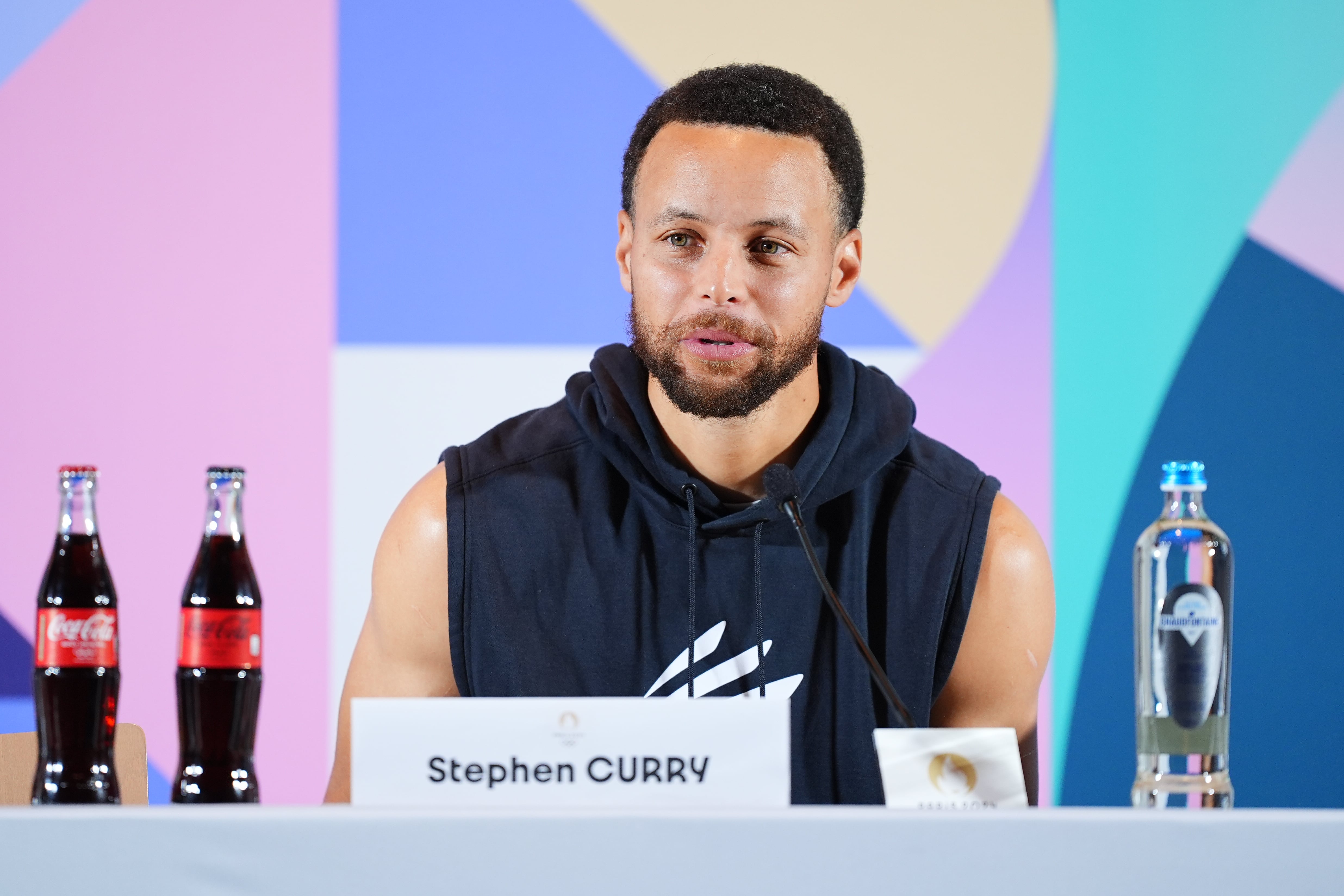 Stephen Curry en la rueda de prensa previa al comienzo de los Juegos Olímpicos de París.