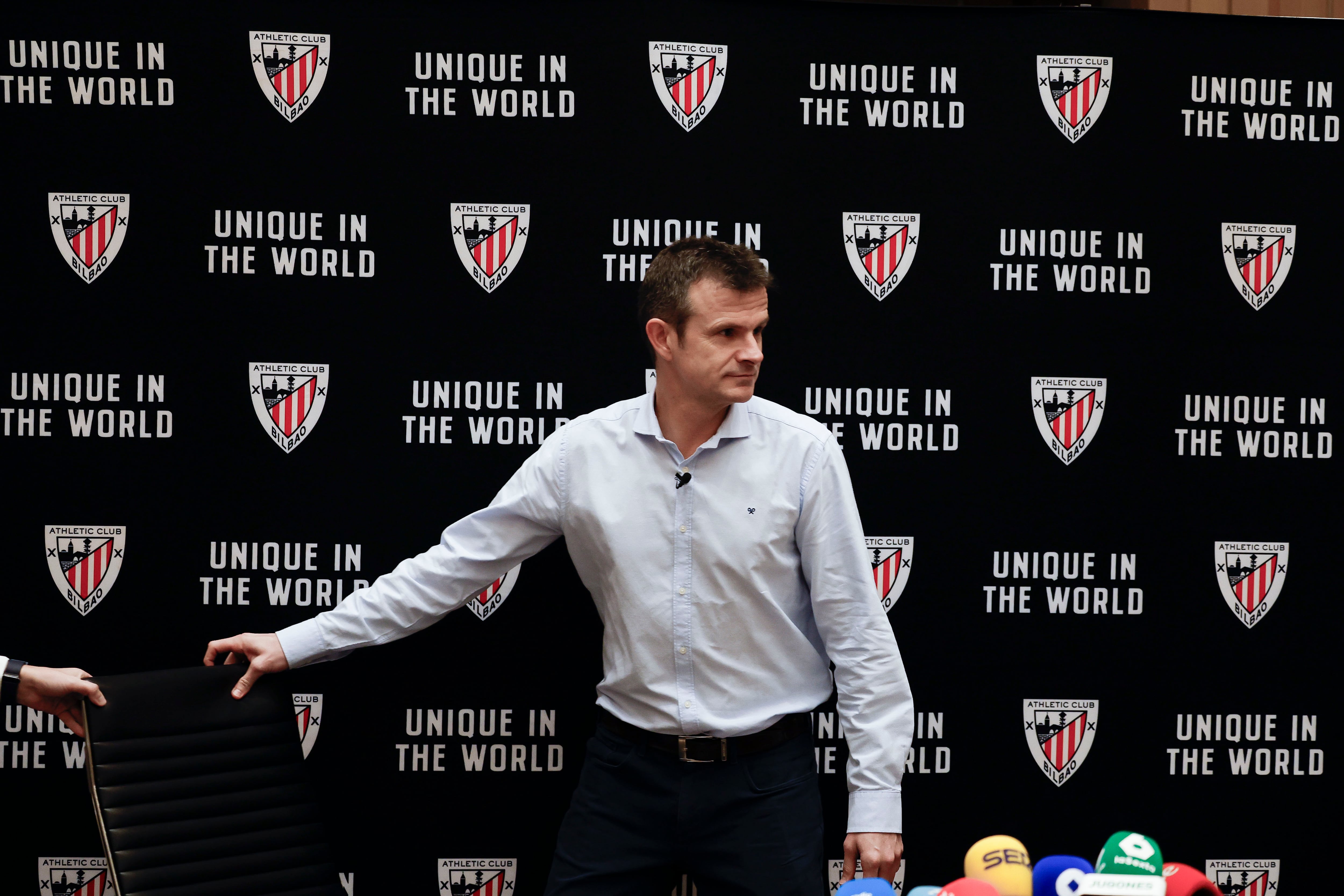 El presidente del Athletic Club, Jon Uriarte durante una rueda de prensa de la última edición de la Supercopa