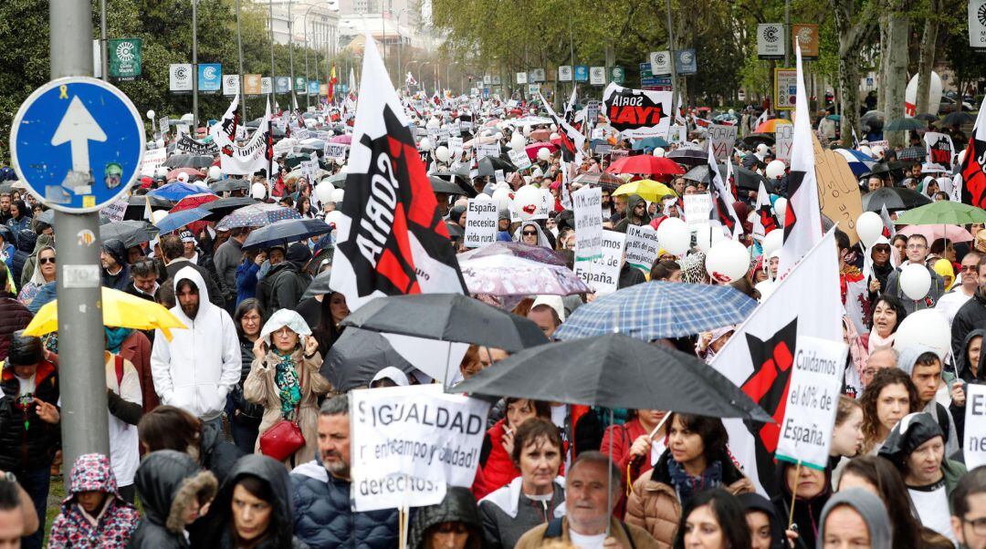 Imagen de la Revuelta de la España Vaciada, este domingo, en las calles de Madrid 