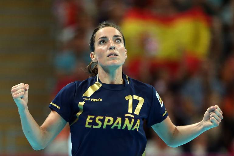 Eli Pinedo, durante un partido con la selección española