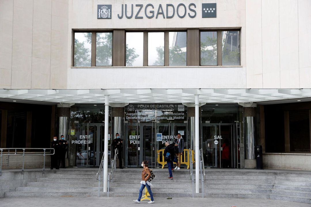 Vista de la entrada a los Juzgados de Plaza Castilla en Madrid, este mayo.