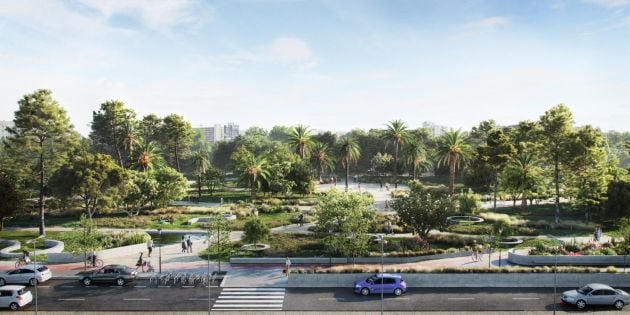 Recreación del parque deportivo de Playa San Juan, junto al parque La Marjal