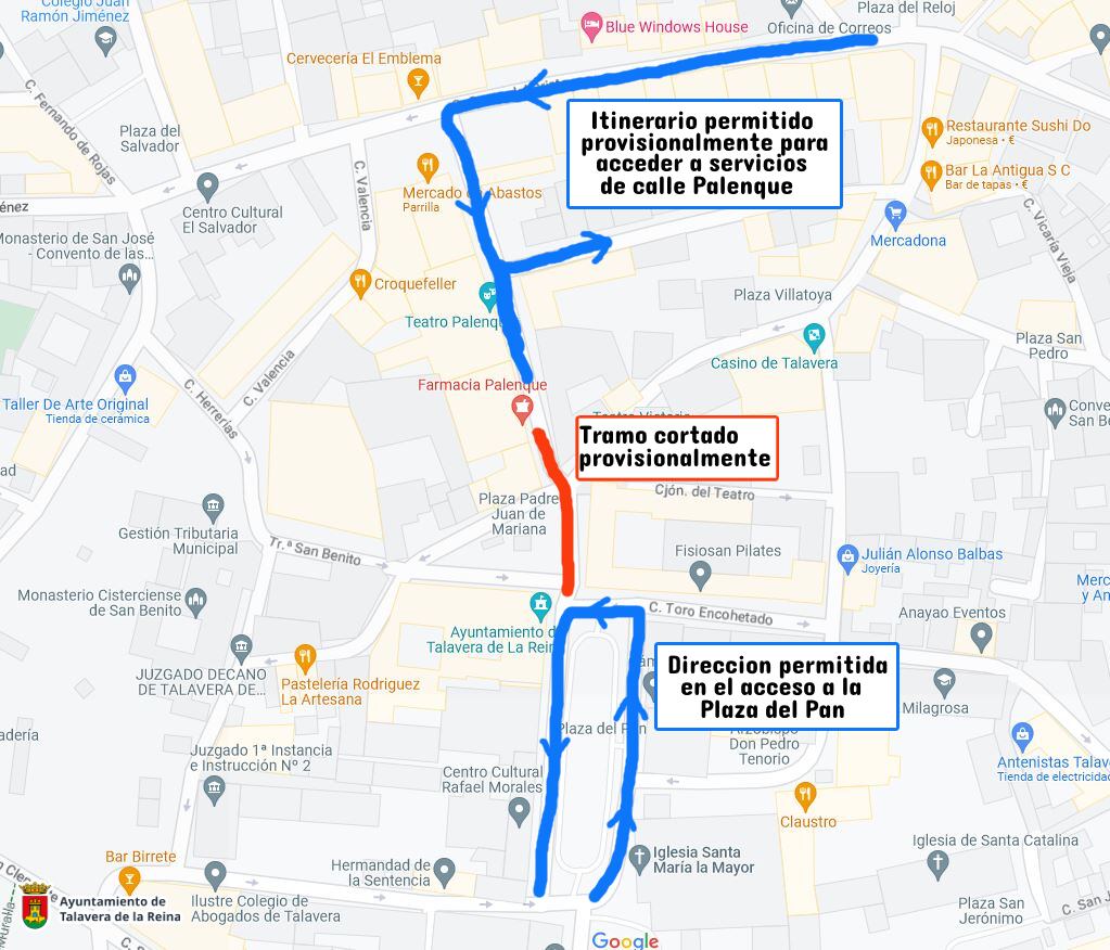 Plano de calles que permanecerán cortadas