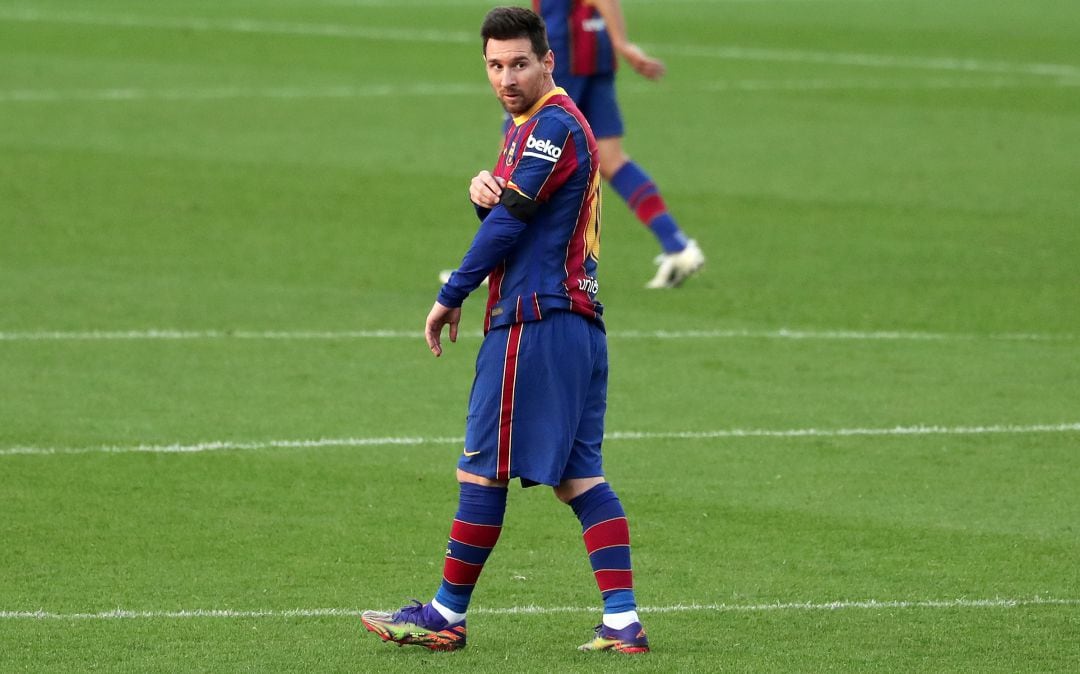 Messi, durante el partido contra Osasuna. 