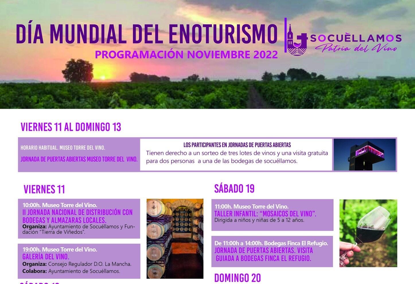 Cartel de las actividades programadas para el Día del Enoturismo en Socuéllamos