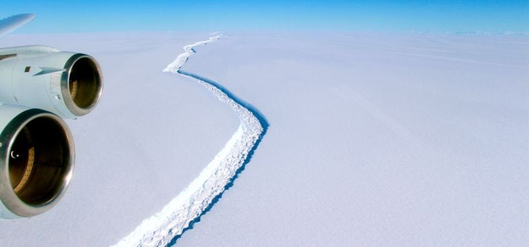 Vista aérea de la grieta en Larsen C.