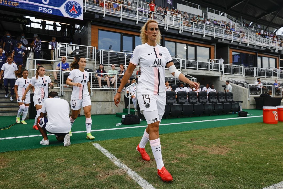 Hamraoui, durante un partido con el PSG femenino