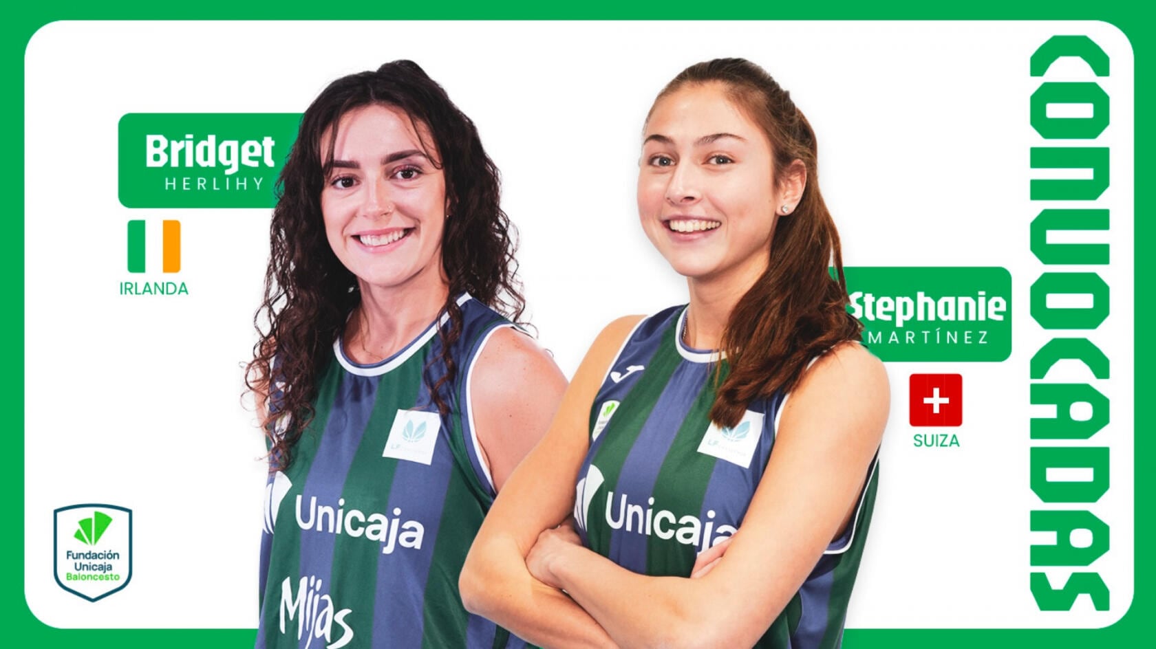 Las jugadoras del Unicaja Mijas Stephanie Martínez y Bridget Herlihy han sido convocadas por las selecciones de Suiza e Irlanda