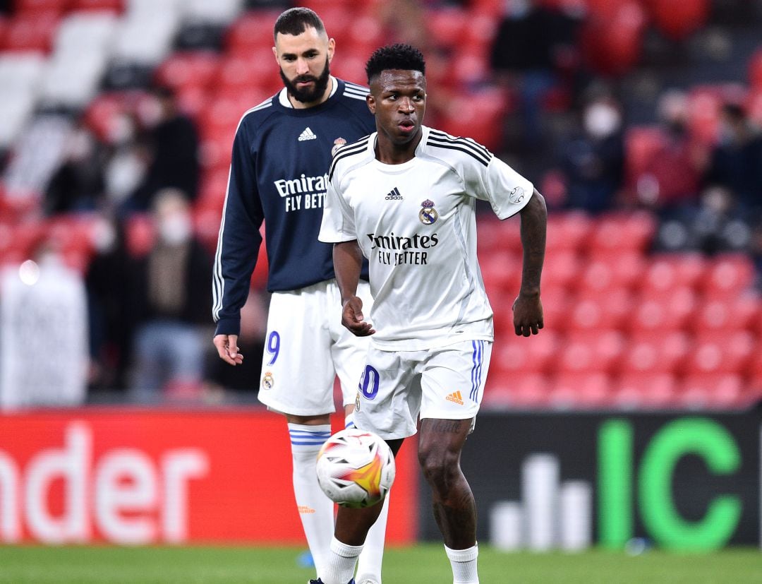 Vinicius y Benzema, en acción