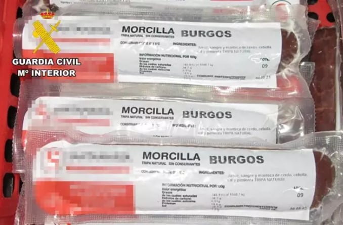 Morcillas vendidas de forma fraudulenta bajo la marca &#039;Morcilla de Burgos&#039;.