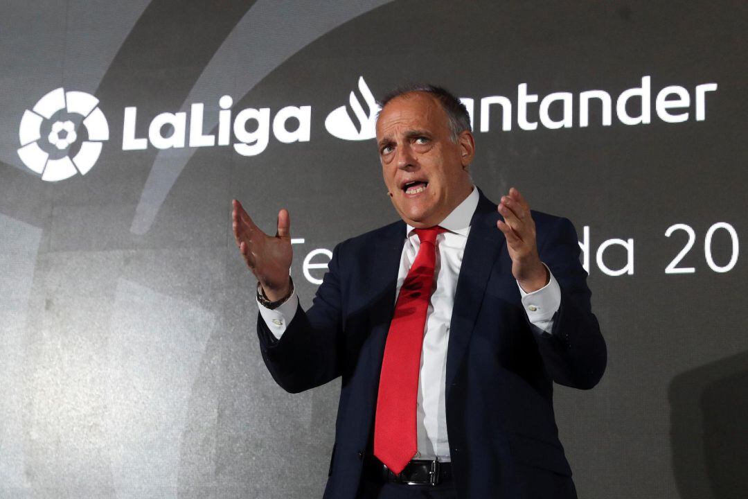 Javier Tebas durante una ceremonia de La Liga