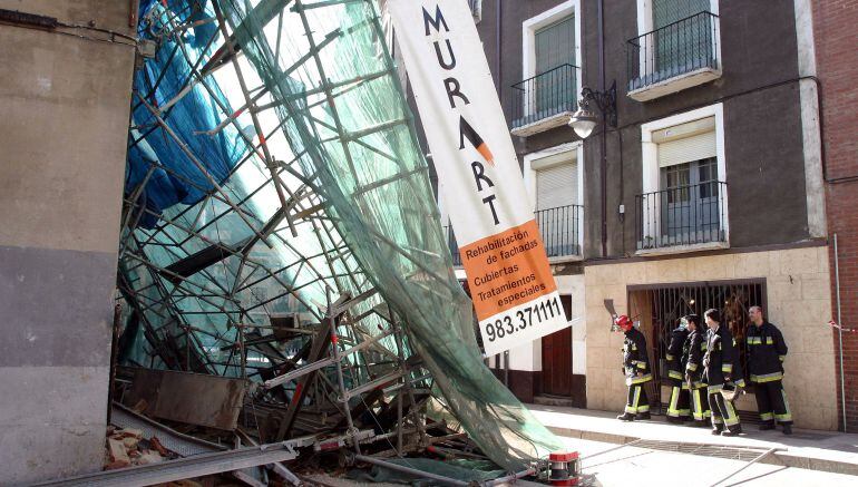 Imagen de archivo del derrumbe de un andamio en Valladolid