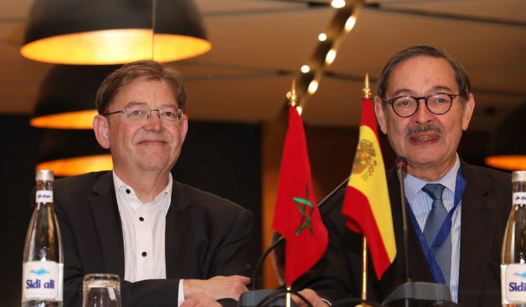 El presidente de la Generalitat, Ximo Puig, y el embajador de España en Marruecos, Ricardo Diez,  en Casablanca, en el inicio de la misión comercial e institucional en Marruecos junto a empresarios valencianos 