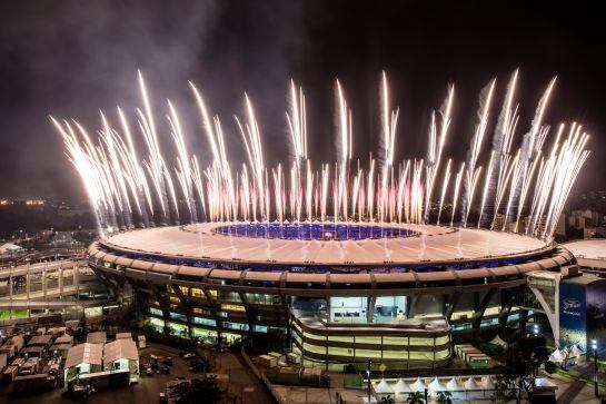 El estadio de Maracaná durante una de las pruebas de la ceremonia.