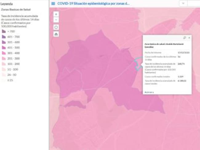 Incidencia acumulada a 14 días en la ZBS de Alcalde Bartolomé González en Móstoles