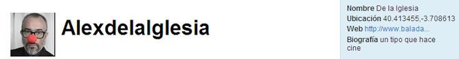 Captura de la cuenta de Álex de la Iglesia en Twitter