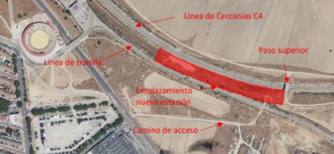 La estación estará detrás del centro comercial El Ferial y de la plaza de toros de Parla