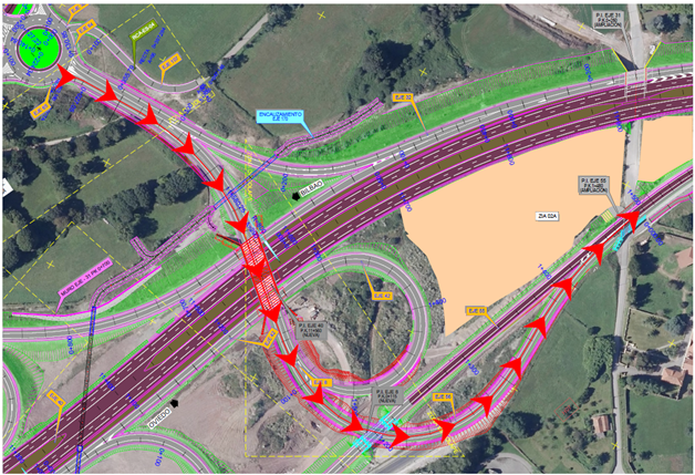 Flujo del tráfico desde Sierrpando hacia la A-8 para circular en sentido Oviedo y Santander.