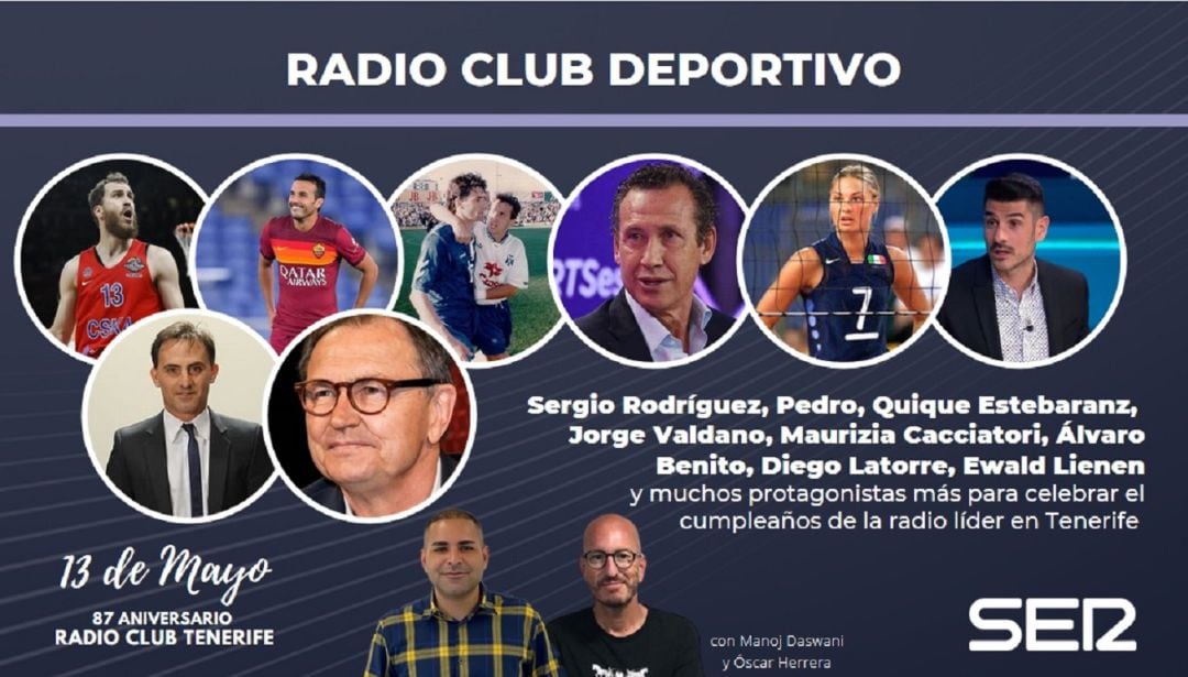 &#039;Radio Club Deportivo&#039; emite una edición especial este jueves, 13 de mayo, con motivo del cumpleaños de la emisora decana y líder de Tenerife.