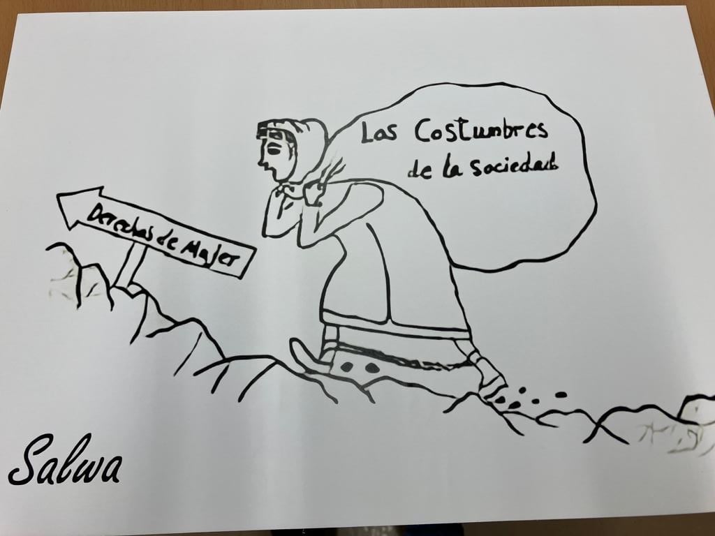 Dibujo de Salwa, última víctima de violencia machista en La Rioja, que será el símbolo de las concentraciones mensuales en Logroño