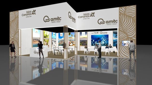 Simulacro del stand de las Islas Canarias en Fitur 2022.