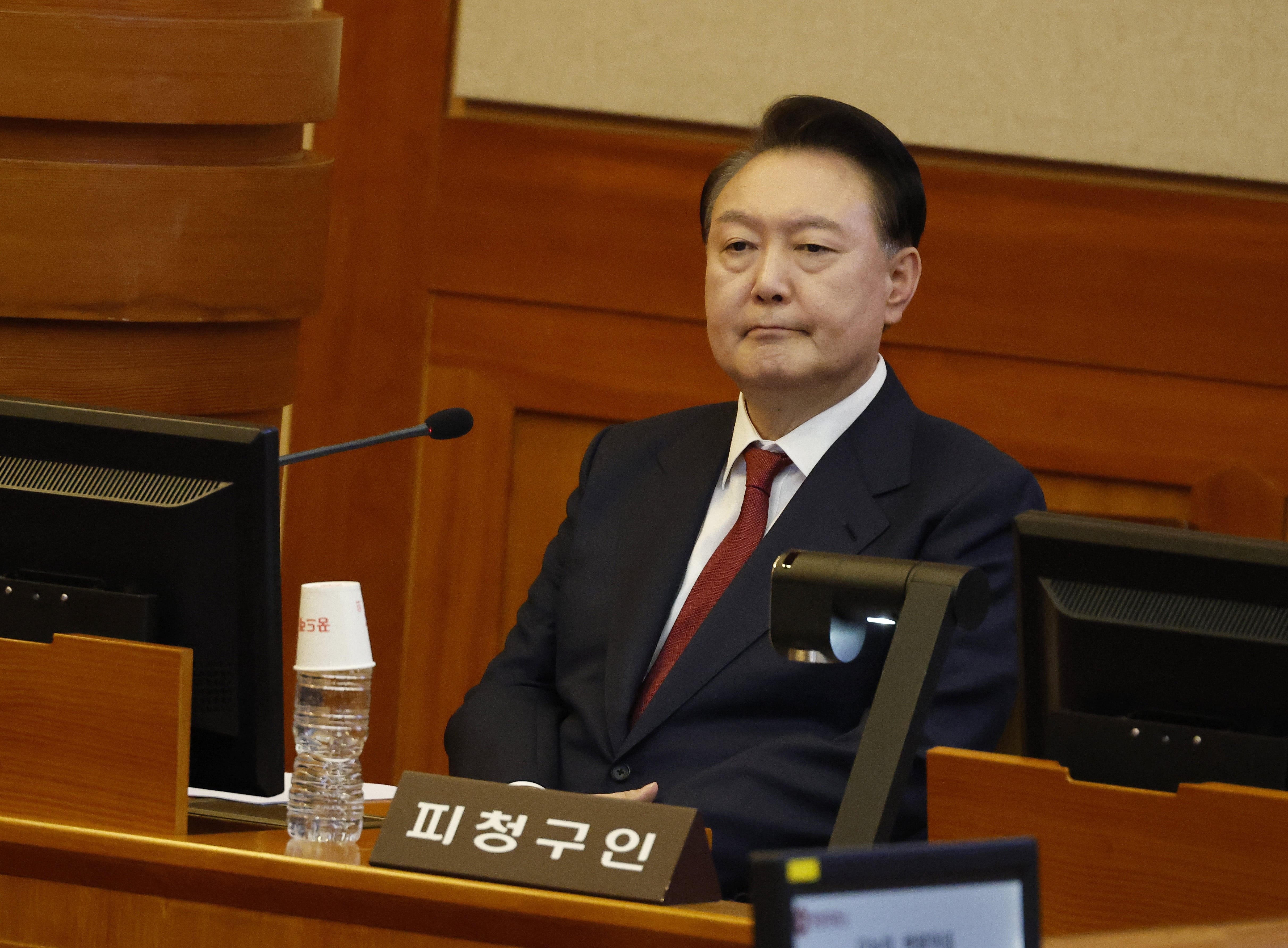 El presidente de Corea del Sur, Yoon Suk Yeol, durante una declaración en juicio