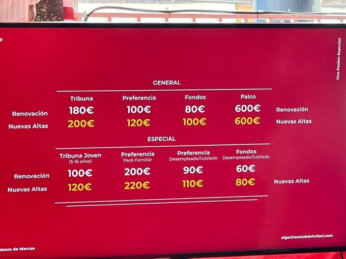 Precios de la campaña de abonos