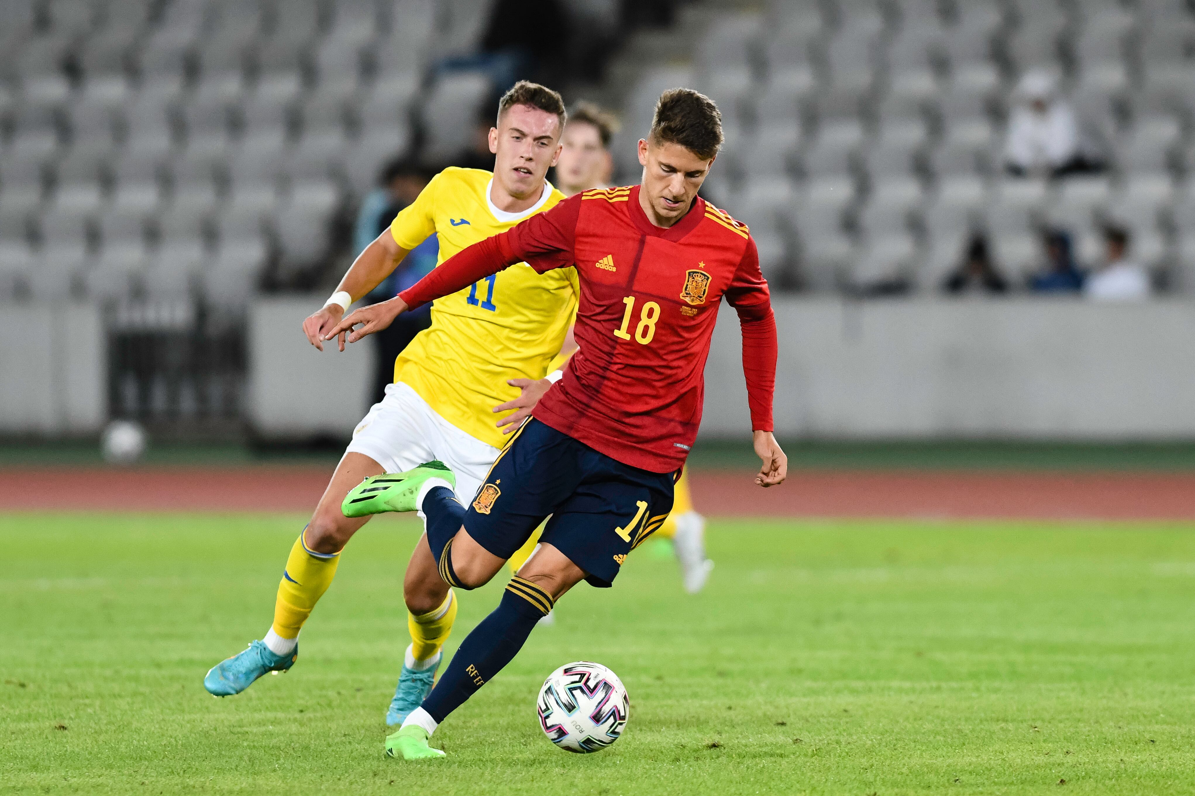 José Fontán, durante el partido de la Selección sub-21 contra Rumanía