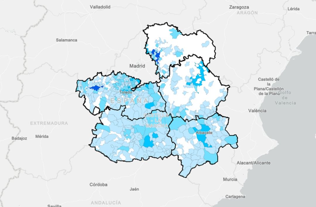 Mapa de incidencia acumulada en la semana 8