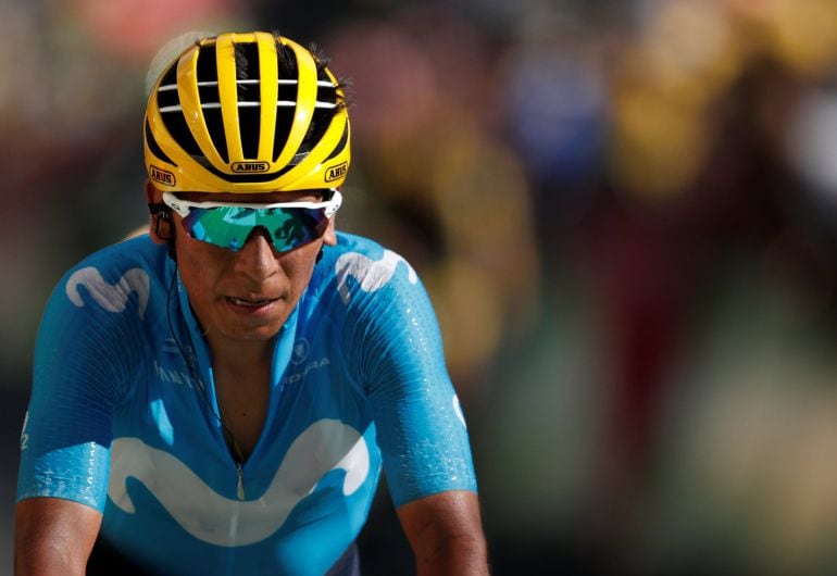 Nairo Quintana sufre en la subida a Alpe d&#039;Huez