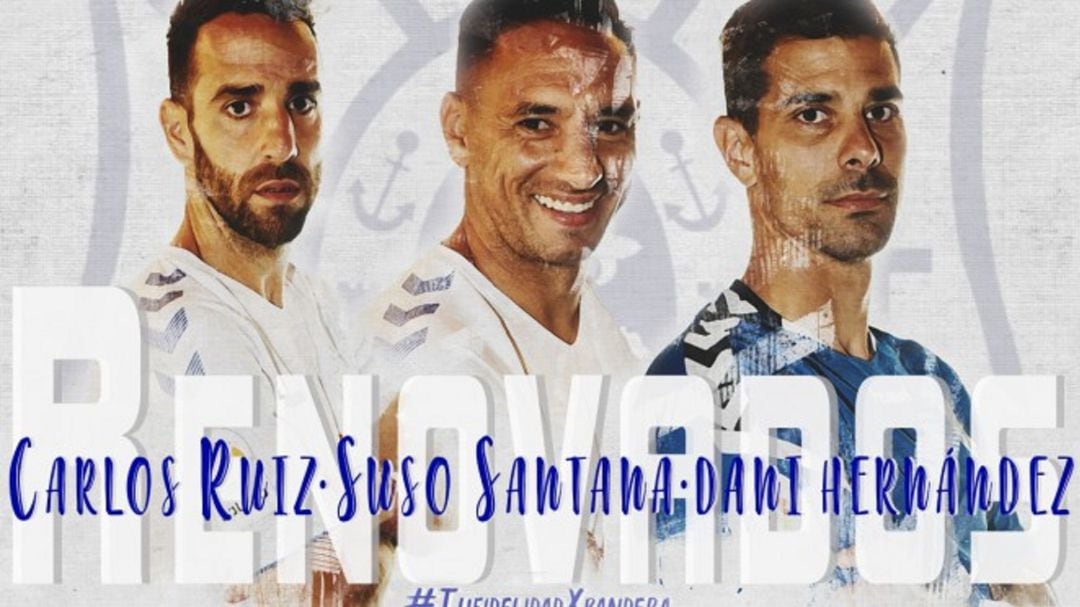 Con esta imagen anunciaba el club la renovación de los tres capitanes