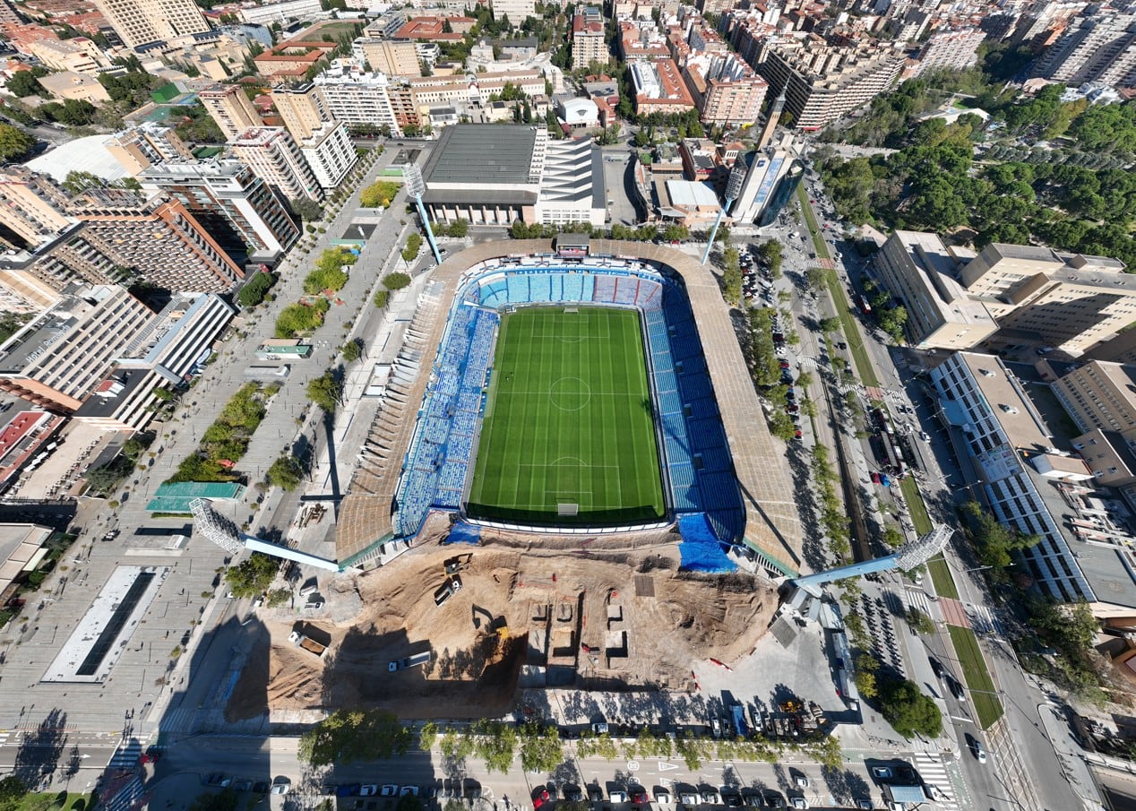 Así se ven las obras de la Nueva Romareda desde el aire