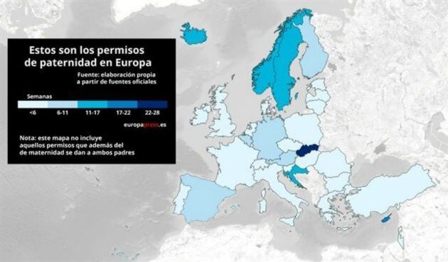 Permisos de paternidad en Europa.