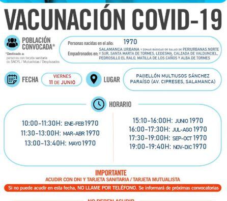 Información de la vacunación del viernes en Salamanca