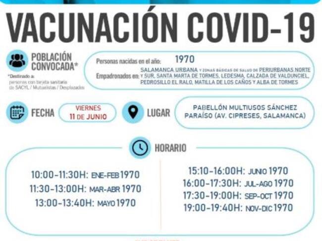 Información de la vacunación del viernes en Salamanca