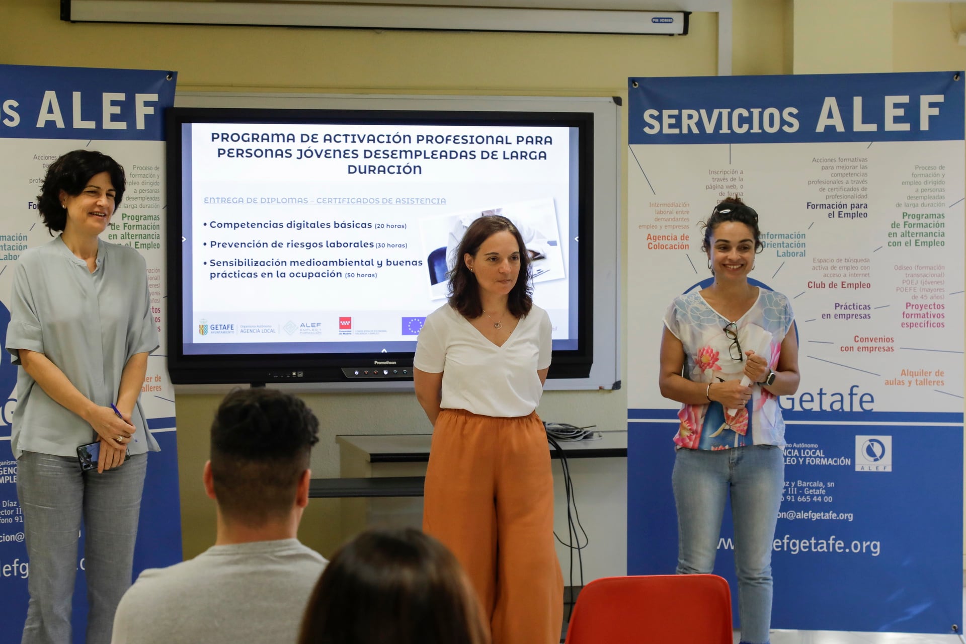 Sara Hernández en una jornada para desempleados de larga duración de la empresa municipal ALEF.