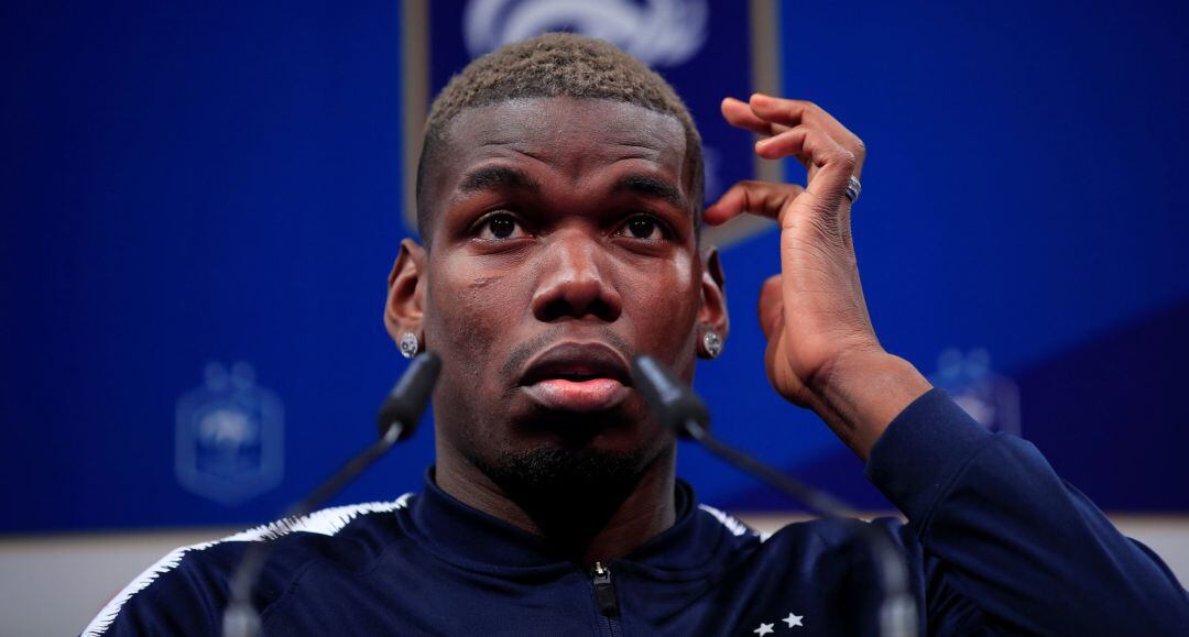 Paul Pogba, en la rueda de prensa en la que elogió al Real Madrid.